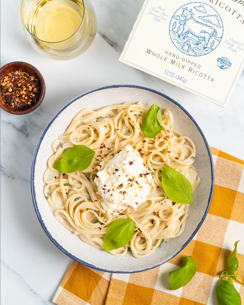 Bellwether Farms whole milk ricotta pasta