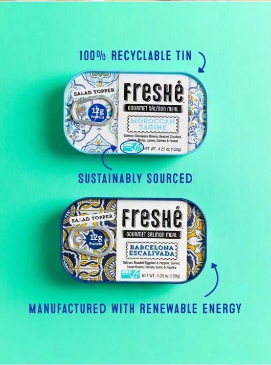 Freshé 100% recyclable tin sustainably sourced graphic