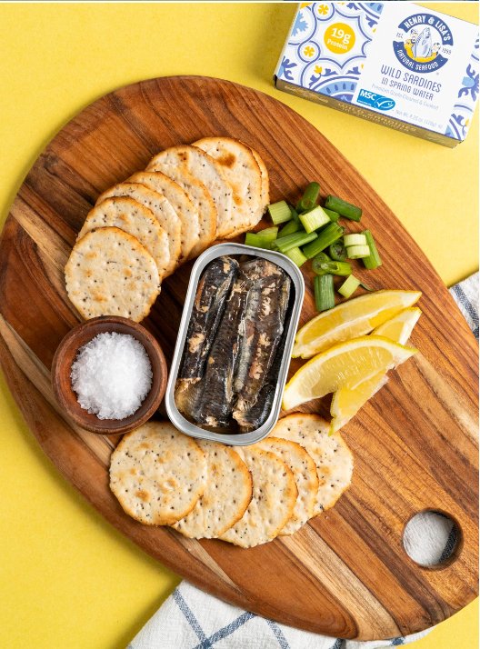 Henry and Lisa’s wild sardines in spring water cracker board